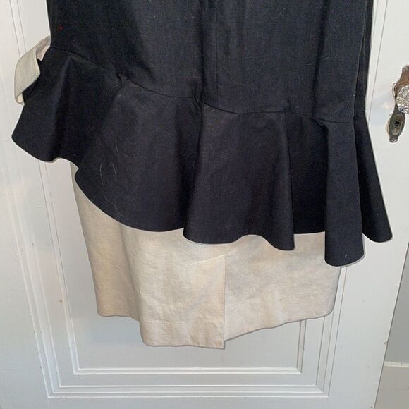 Quintessential Vtg 80s Fosha black & cream drop waist dress with huge bow - Picture 6 of 8